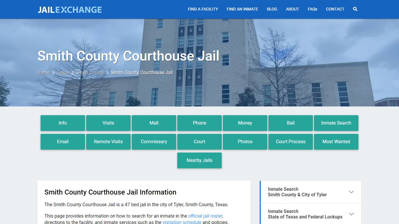 Smith County Courthouse Jail, TX Inmate Search, Information